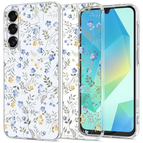 Puzdro Tech-Protect Samsung Galaxy A16, kvety - transparentné