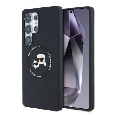 Puzdro Karl Lagerfeld Liquid Silicone K&CH Heads MagSafe Samsung Galaxy S25 Ultra - čierne