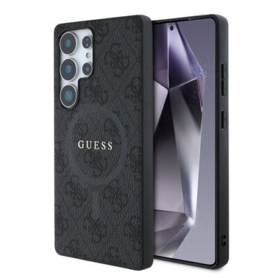 Guess PU Leather 4G Colored Ring MagSafe Zadní Kryt pro Samsung Galaxy S25 Ultra Black