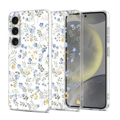 Puzdro Tech-Protect Samsung Galaxy S25 5G, kvety - transparentn&eacute;