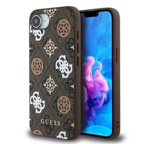 Guess PU 4G Peony MagSafe Zadní Kryt pro iPhone SE4 Brown