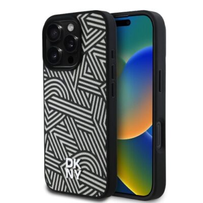 DKNY PU Leather Crosswalk Pattern Magsafe Zadn&iacute; Kryt pro iPhone 16 Pro Max Ivory