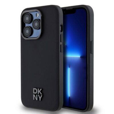 Puzdro DKNY PU Leather Stack Logo Magsafe iPhone 14 Pro - čierne