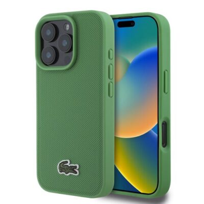 Lacoste Iconic Petit Pique Woven Logo MagSafe Zadn&iacute; Kryt pro iPhone 16 Pro Max Green