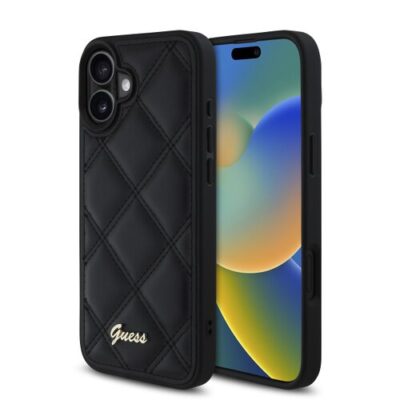 Guess PU Leather Quilted Zadn&iacute; Kryt pro iPhone 16 Plus Black