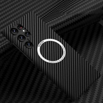 Puzdro Carbon Magsafe Samsung Galaxy S23 Ultra - čierne
