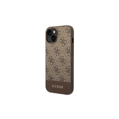 Guess case for iPhone 14 Pro Max 6,7" GUHCP14XG4GLBR brown PC/TPU 4G PU case with Bottom Strip