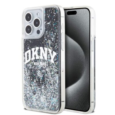 DKNY Liquid Glitter Arch Logo Zadn&iacute; Kryt pro iPhone 15 Pro Max Black