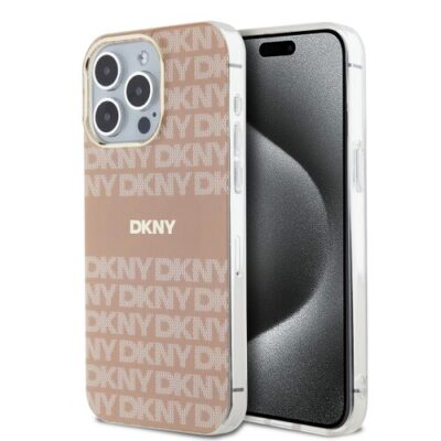 Puzdro DKNY PC/TPU Repeat Pattern Tonal Stripe Magsafe iPhone 15 Pro Max - ružové