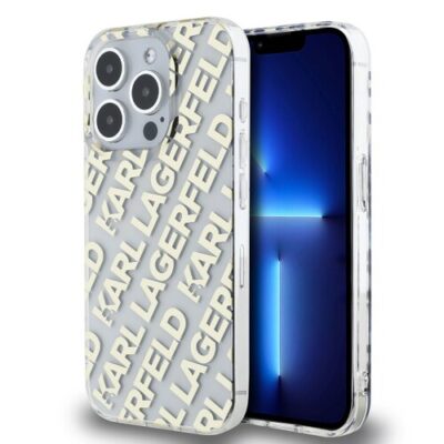 Karl Lagerfeld IML Electroplated Repeated Logo Zadn&iacute; Kryt pro iPhone 15 Pro Max Gold