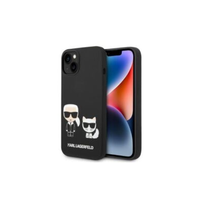 Puzdro Karl Lagerfeld MagSafe Liquid Silicone Karl and Choupette iPhone 14 Plus - čierne