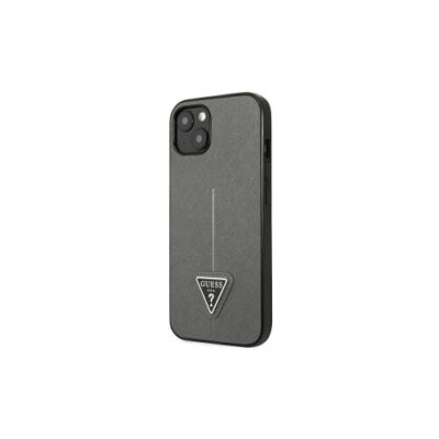 Guess case for iPhone 13 6,1" GUHCP13MPSATLG hardcase Saffiano PU Triangle silver