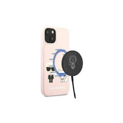 Puzdro Karl Lagerfeld IPhone 13 Pro KLHMP13LSSKCI Karl & Choupette Magsafe, silikónové - ružové