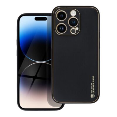 Puzdro Leather TPU iPhone 14 Pro - čierne