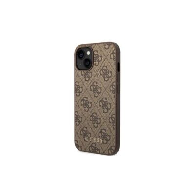 Guess case for iPhone 14 6,1" GUHCP14SG4GFBR brown Basic PC/TPU 4G PU case Gold Logo