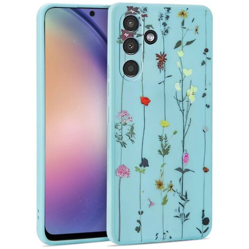Puzdro Tech-Protect Samsung Galaxy A54 5G, Lúčne kvety - modré