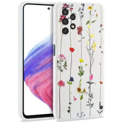 Puzdro Tech-Protect Samsung Galaxy A53 5G, L&uacute;čne kvety - biele