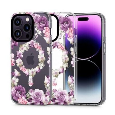 Puzdro Tech-Protect Magsafe iPhone 14 Pro, kvety - transparentn&eacute;