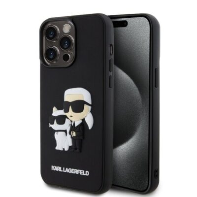 Karl Lagerfeld 3D Rubber Karl and Choupette Zadn&iacute; Kryt pro iPhone 13 Pro Max Black