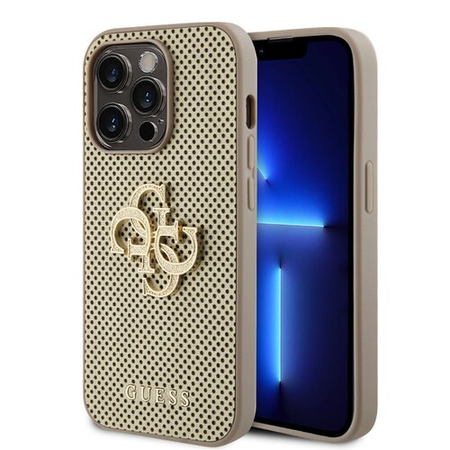 Puzdro Guess PU Perforated 4G Glitter Metal Logo iPhone 15 Pro - zlaté
