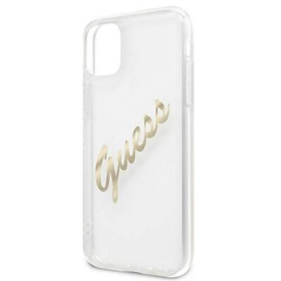Guess case for iPhone 12 / 12 Pro 6,1" GUHCP12MKTRSVGO transparent hard case Vintage Script Go