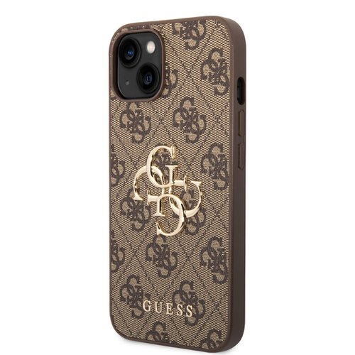 Puzdro Guess PU 4G Metal Logo iPhone 14 - hnedé