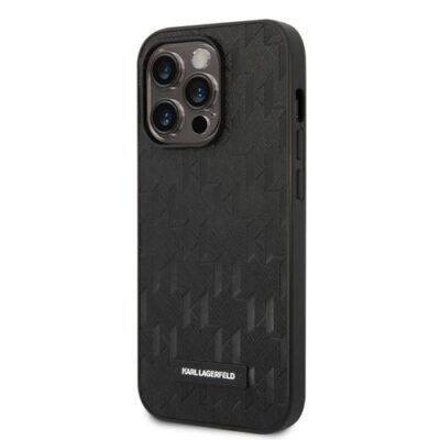 Puzdro Karl Lagerfeld Saffiano Monogram iPhone 14 Pro - čierne