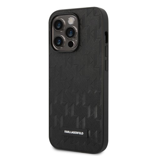 Puzdro Karl Lagerfeld Saffiano Monogram iPhone 14 Pro Max - čierne