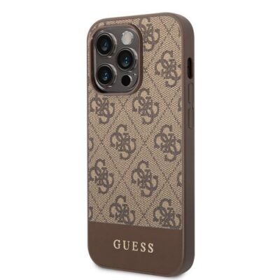 Guess 4G Stripe Zadn&iacute; Kryt pro iPhone 14 Pro Brown