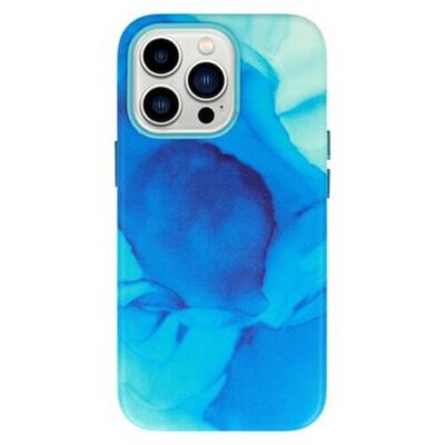 Puzdro Leather Ink iPhone 14 - modré