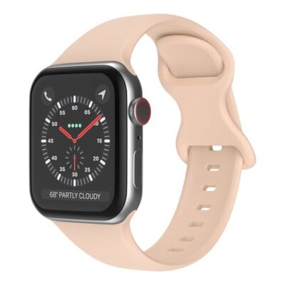 mobilNET silik&oacute;nov&yacute; remienok na Apple Watch, 38-41mm (S), pieskovo ružov&yacute;