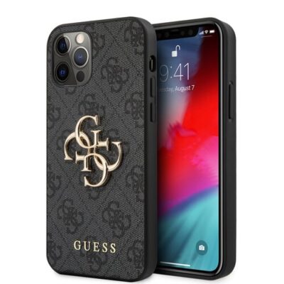 GUHCP12L4GMGGR Guess PU 4G Metal Logo Zadn&iacute; Kryt pro iPhone 12 Pro Max Grey