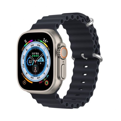 Remienok Dux Ducis Ocean Wave Apple Watch 38/40/41mm, silikónové - čierne