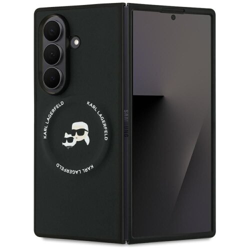 Karl Lagerfeld PU Karl and Choupette Heads Magnetic Zadní Kryt pro Samsung Galaxy Z Fold 7 Black