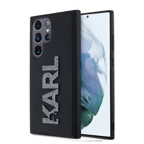 Karl Lagerfeld 3D Rubber Glitter Logo Zadní Kryt pro Samsung Galaxy S24 Ultra Black