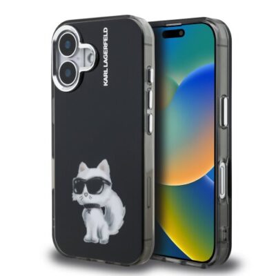 Karl Lagerfeld IML Aquarelle Choupette Zadn&iacute; Kryt pro iPhone 16 Black