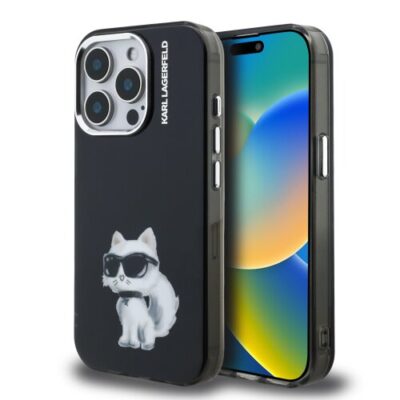 Karl Lagerfeld IML Aquarelle Choupette Zadn&iacute; Kryt pro iPhone 15 Pro Max Black