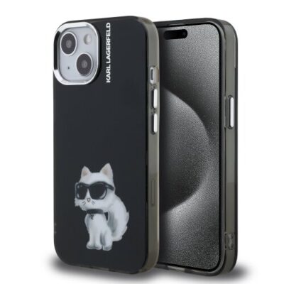 Karl Lagerfeld IML Aquarelle Choupette Zadn&iacute; Kryt pro iPhone 15 Black