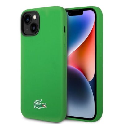 Lacoste Liquid Silicone Microfiber Croc Logo MagSafe Zadn&iacute; Kryt pro iPhone 13/14/15 Green