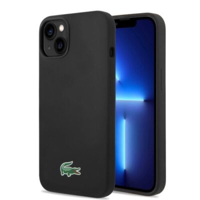 Lacoste Liquid Silicone Microfiber Croc Logo MagSafe Zadn&iacute; Kryt pro iPhone 13/14/15 Black