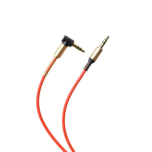 Lomený kábel AUX 2x3.5mm jack 1m Červený (bulk)