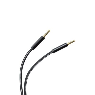 Pleten&yacute; AUX k&aacute;bel  2 x 3.5mm jack čierny 1m
