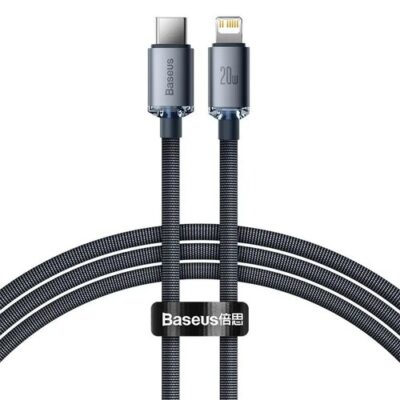 Baseus CAJY000201 Crystal Shine Series Datov&yacute; Kabel USB-C - Lightning 20W 1,2m Black