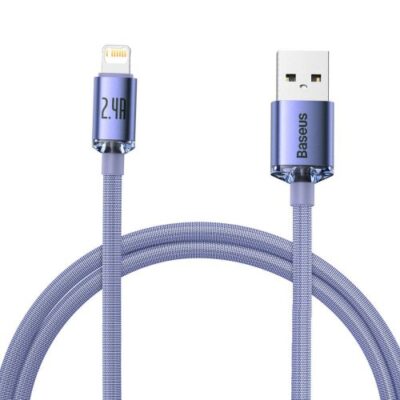 Baseus CAJY000005 Crystal Shine Series Datov&yacute; Kabel USB - Lightning 20W 1,2m Purple