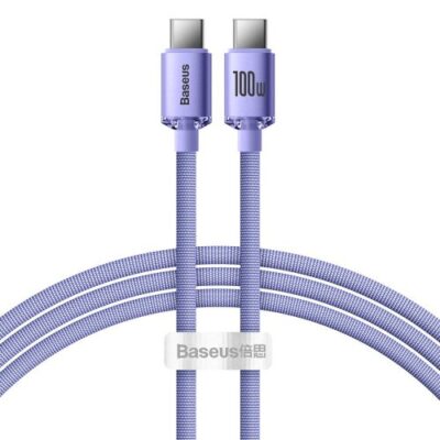 Baseus CAJY000605 Crystal Shine Series Datov&yacute; Kabel USB-C - USB-C 100W 1,2m Purple