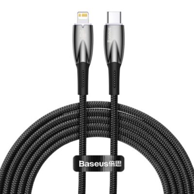 Baseus Glimmer Series Fast Charging Datový Kabel USB-C - Lighting 20W 2m Black