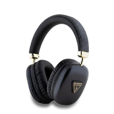 Guess PU Leather 4G Triangle Logo Bezdr&aacute;tov&aacute; Sluch&aacute;tka Black