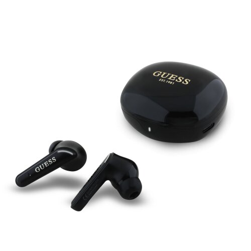 Guess Glossy Classic Logo TWS Bezdrátová Sluchátka Black