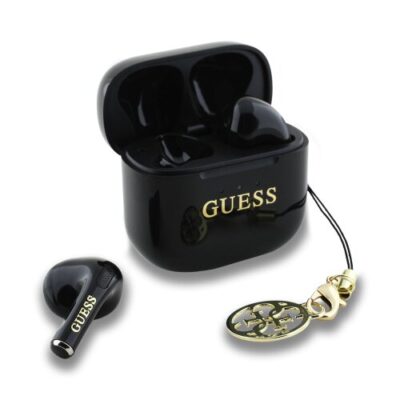 Guess Classic Logo Charm TWS Bezdrôtové Slúchadlá Čierne