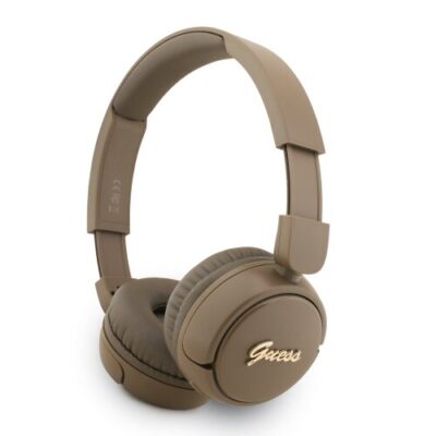 Guess Script Metal Logo Bezdr&aacute;tov&aacute; Sluch&aacute;tka Brown